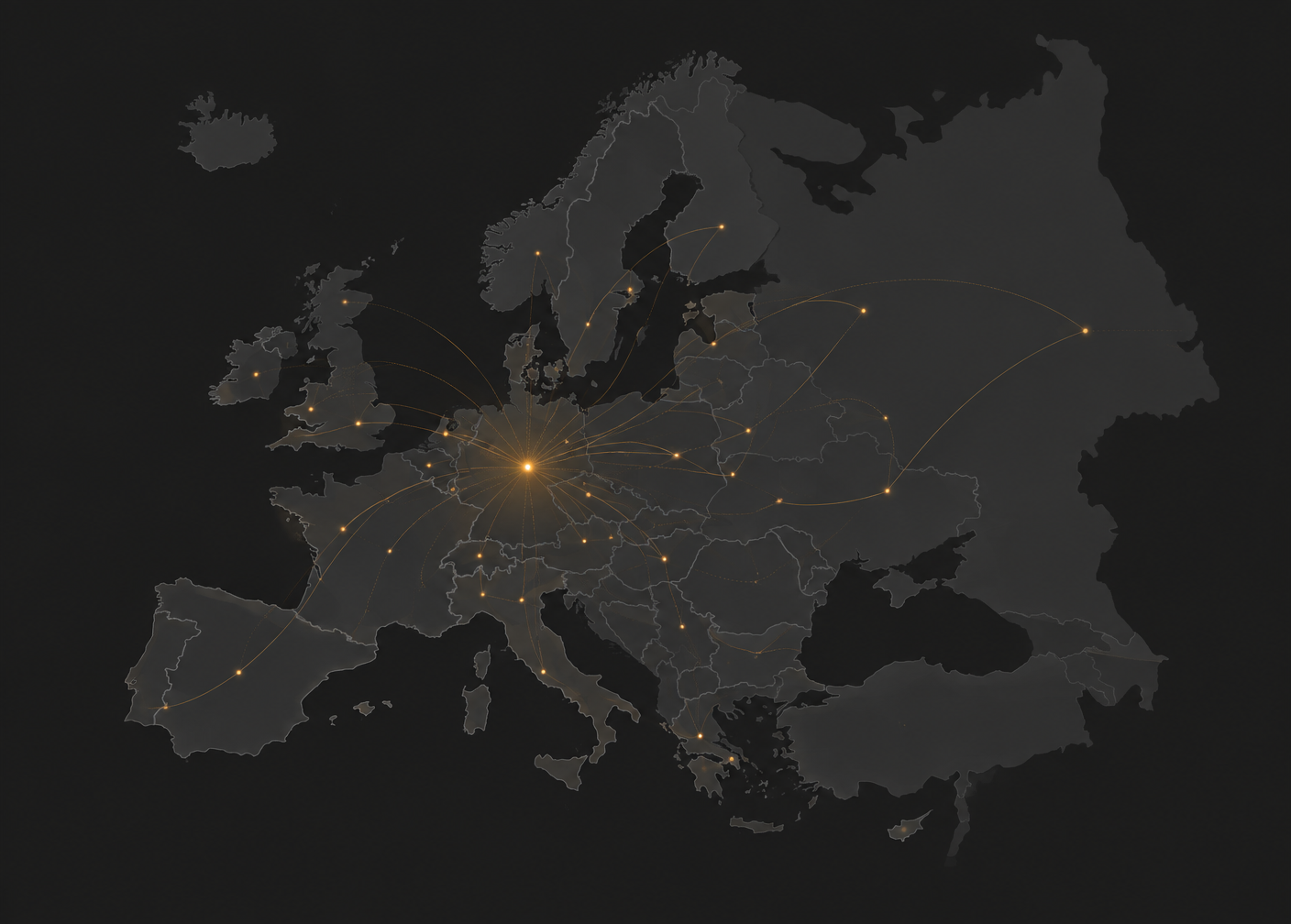 Mapa Evropy se schématem přepravních tras